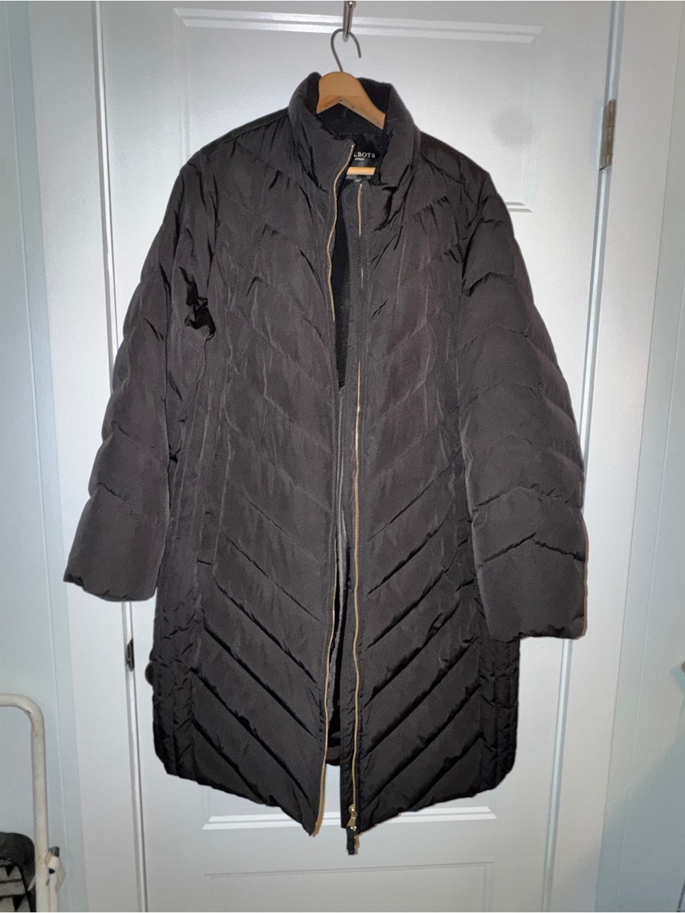 Talbots Black Quilted Long Puffer Coat